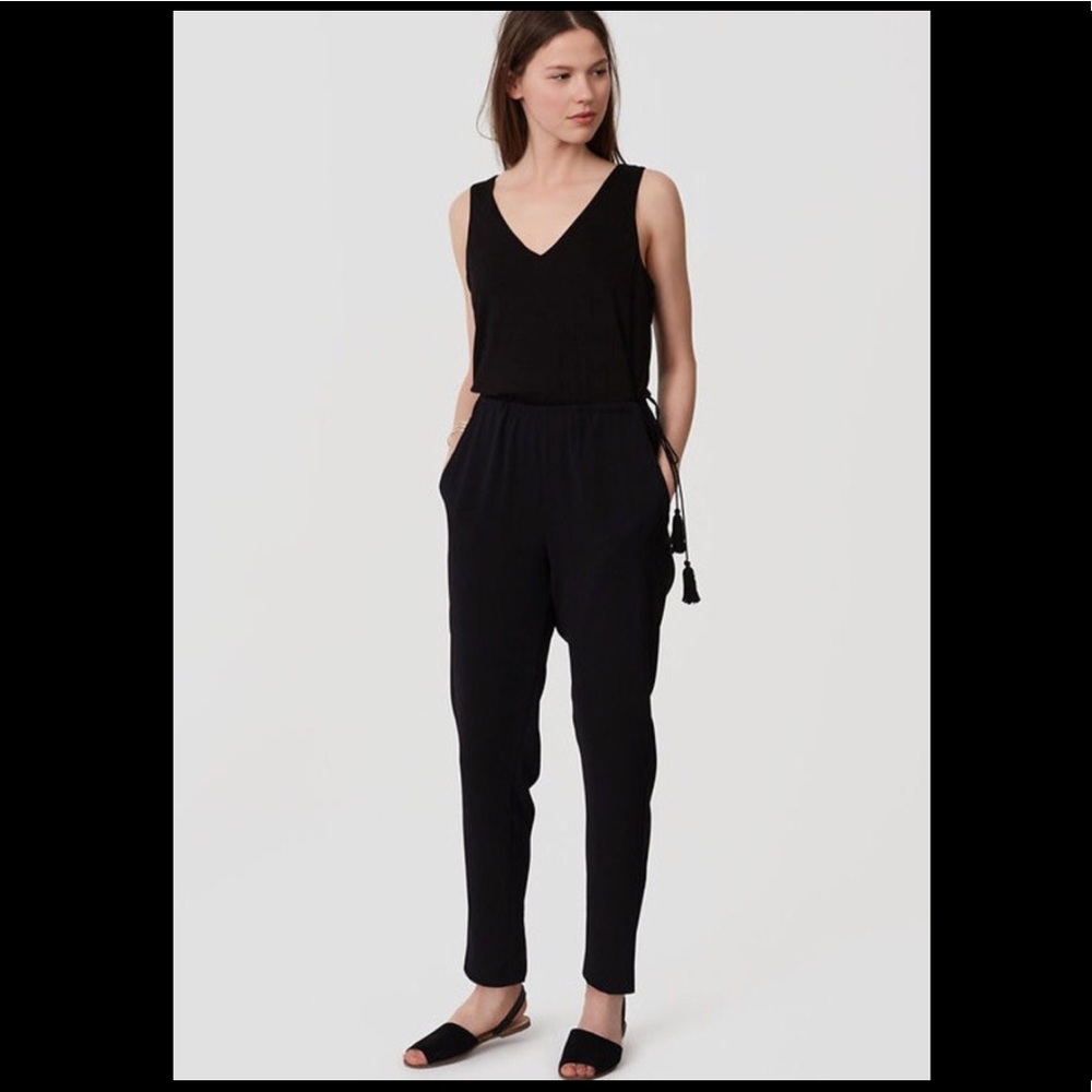 LOFT Mixed Media Tasseled Jumpsuit